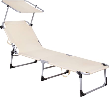 Springos Ligbed | Ligstoel | Zonnebed | Inclusief Luifel | Zand