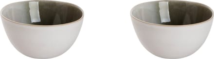 Palmer - Schaal - Kom - Nordic - 90 cl - 15 cm - Wit/Groen - Stoneware - Bordenset - 2 stuks