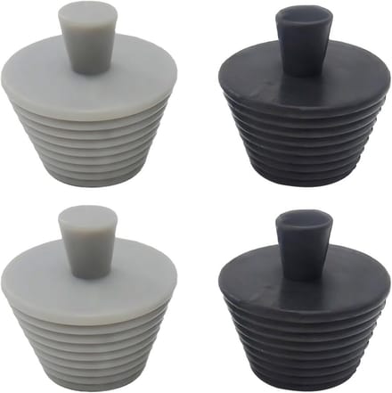 Universele Silicone Afvoerstop Set - 4 Stuks Zwart & Grijs