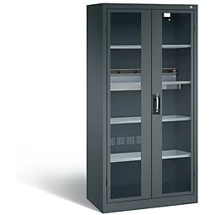 C+P Acculaderkast Basic met kijkvenster van acrylglas, H 1950 x B 930 x D 500 mm, antraciet