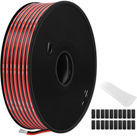 Siliconenkabel - Flexibele Draad - Elektrisch Aansluiten - Hoge Temperatuur - 25 Meter - Rood Zwart