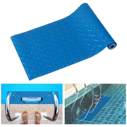 PVC Zwembadtrap/Treedmat (Visgraatpatroon, 0,2 cm dik, 90 x 23 cm) blue