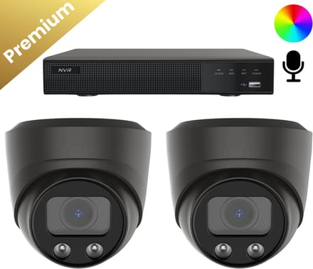 2x Beveiligingscamera set – Bedraad – Sony Dome Premium AI-ISP 8MP Full Color UltraHD 4K – Zwart
