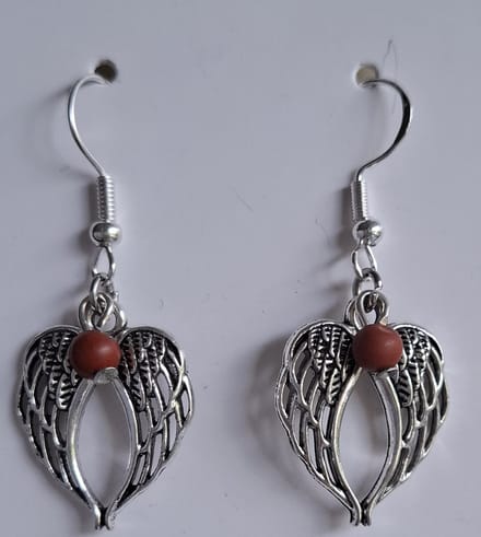 Oorbellen "Jaspis Rood" Engelenvleugels
