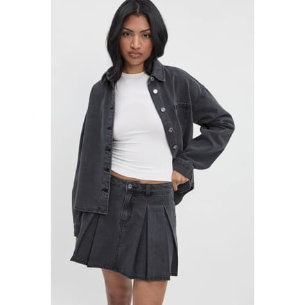 boohoo Dames Geplooide denimrok | Grey | Maat: 10