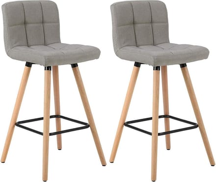 Barkrukken - Grijs - Linnen - Ergonomisch - Zithoogte 70cm - Set van 2