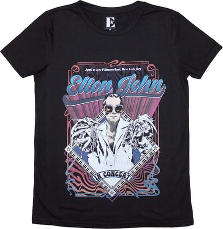 Elton John - Psych Vintage Dames T-shirt - M - Zwart
