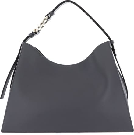 FURLA Leren Schoudertas Nuvola Hobo Soil Grijs