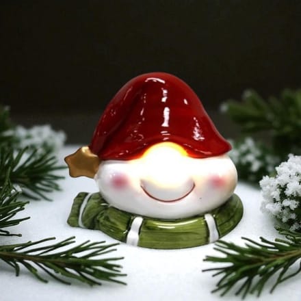 Beeldje sneeuwpop met LED verlichting in neus - Kerstdecoratie