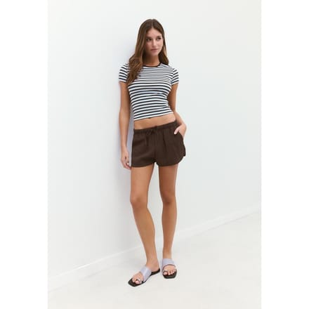 Stradivarius Basic slim fit T-shirt met strepen  Blauwachtig S