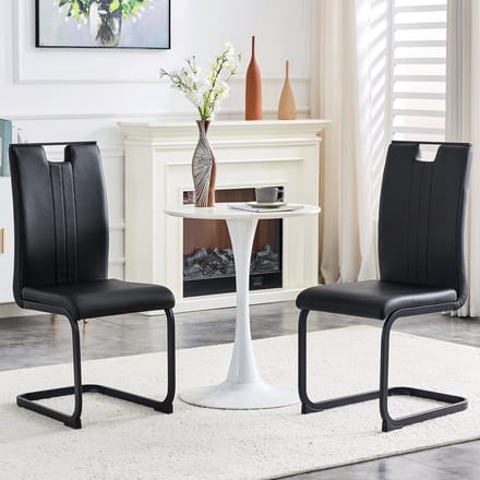 REDOM Eetkamerstoelen Set van 2 - Ergonomische Rugleuning - Modern - PU - Zwart
