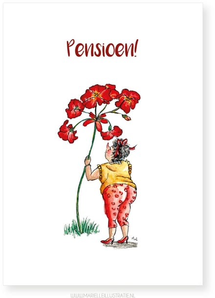 Pensioen vrouw, wenskaart 10x15cm