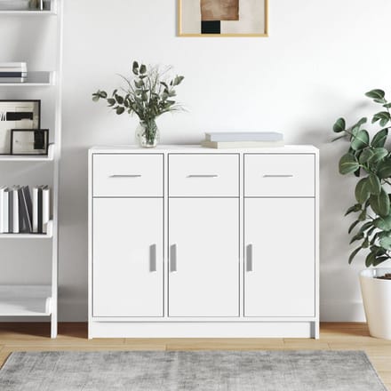 vidaXL - Dressoir - Wit - 91x28x75 - cm - Bewerkt - Hout