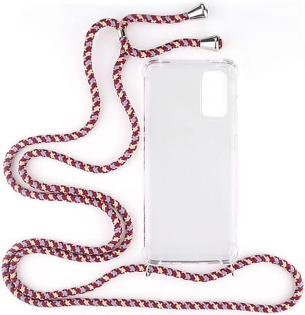 Shop4 - Geschikt voor Samsung Galaxy S20 Hoesje - Zachte Back Case met Koord Multi Rood