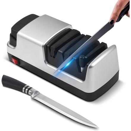 Elektrische messenslijper Multifunctioneel 3-traps sleuven Keukenmessen slijpsysteem met EU Plug E006R