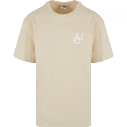 Urban Classics - UC Weavy Logo Heavy Oversized Heren T-shirt - S - Beige