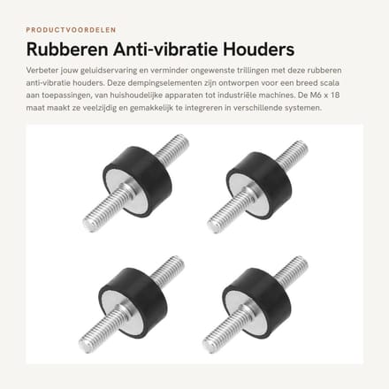 Rubber Anti-vibration Holders M6, 4 Pieces Damping Elements for Vibration and Sound Control, M6 x 18 - ShopVlot