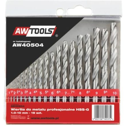 Awtools AW41203 - HSS Boor Set - 19 Stuks - 1.0-10.0mm - Metaalbewerking