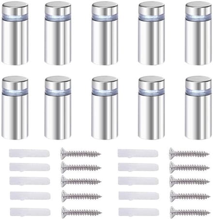 Dailygoody - 20 Standoff Schroeven voor Glas, Rvs, 12x40mm, Inclusief