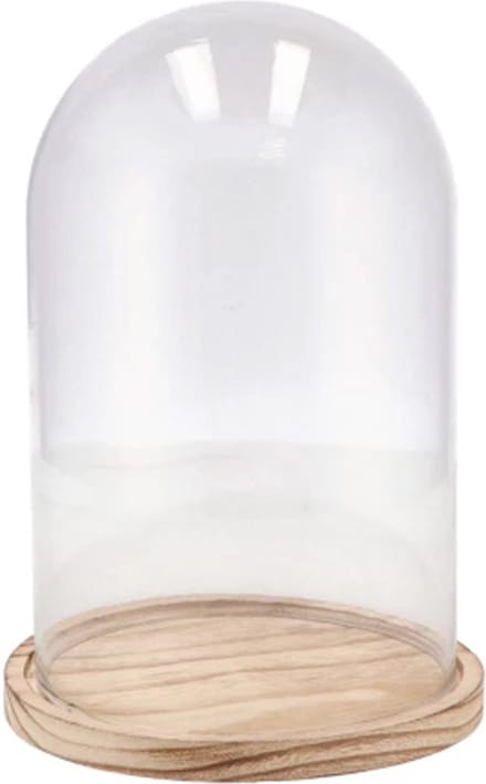DK Design Decoratie stolp groot - glas - houten bruin plateau - D22 x H30 cm
