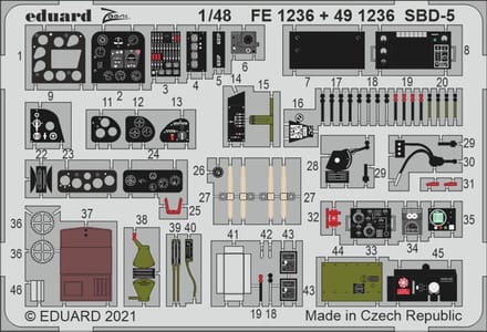 Eduard Modelbouwdecoratie - 491236 Accessoires for SBD-5 - Photo-etch