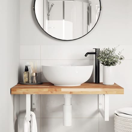 vidaXL - Badkamer - wandschap - staal - en - massief - acaciahout