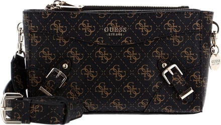 GUESS Schoudertas Didi Mini Double Compartment Top Zip Brown Logo Donkerbruin