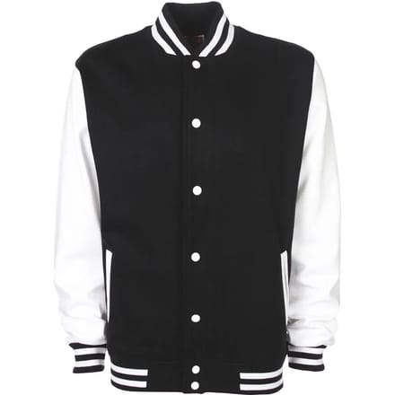 Varsity Jacket unisex merk FDM maat S Zwart/Wit
