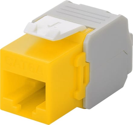 Cat 6A Keystone - Geel - Tot 10 Gbit - Powteq - Voor patchpanel of contactdoos - Premium kwaliteit