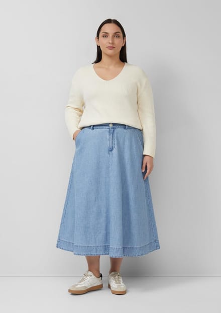 s.Oliver - female - Hoge denim rok met elastische tailleband