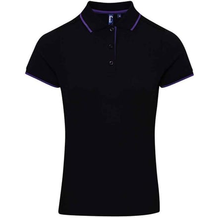 Premier Dames/Dames Coolchecker Contrast Poloshirt (Zwart/Paars)