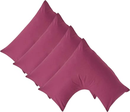 Homescapes Percale Katoen V-Kussensloop Set van 4 - Rood - 100% Egyptisch Katoen - 200TC - 38 x 76 cm