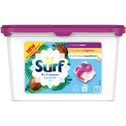 Surf 3-in-1 Coconut Bliss Wascapsules – 18 stuks