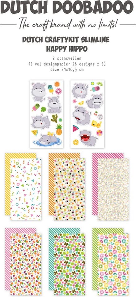 Dutch Doobadoo Crafty Kit Slimline Happy Hippo 473.005.044 (05-23)