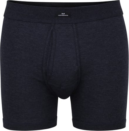 Gotzburg heren boxer lang met gulp (1-pack) - middenblauw gestreept