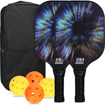 Fiberglas Pickleball Rackets Set Pickleball Paddle Set van 2 Rackets en 4 Pickleballs Ballen veelkleurig