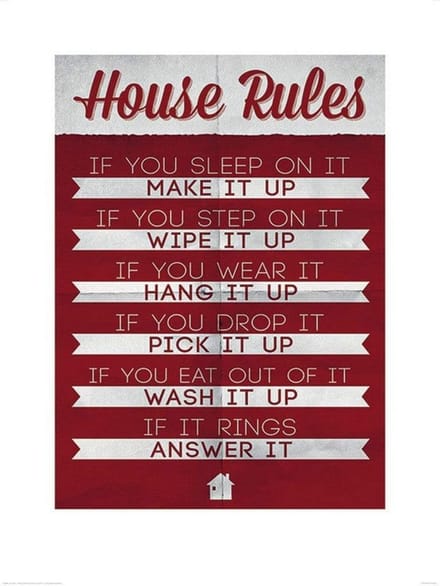 Kunstdruk House Rules 60x80cm