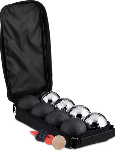 jeu de boules set - 8 stalen ballen - Ø: 7,2 cm - met accessoires en tasje
