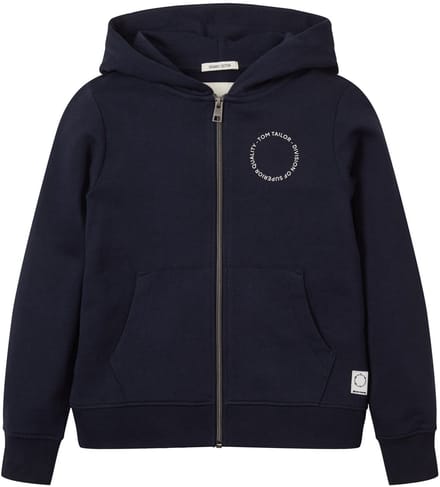 Tom Tailor - Hoodie sweatjack met print - Maat 152 - sky captain blue