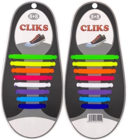 Elastische Veters Multicolor - Zonder Strikken - 1 Paar Schoenen - Kinderen & Volwassenen - CLIKS