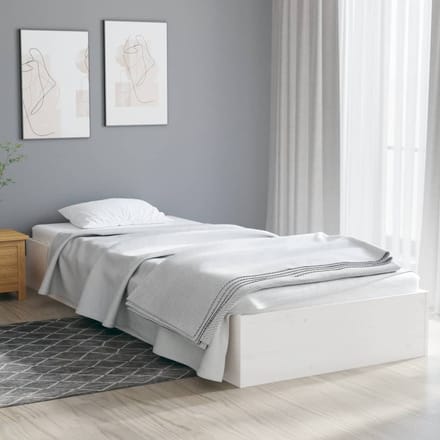 vidaXL - Bedframe - massief - hout - wit - 90x190 - cm