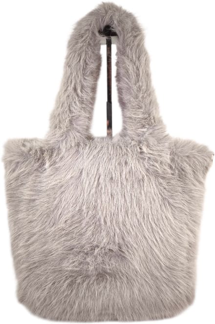 Qischa - schoudertas - hobo tas - fluffy - lange draagriem - grijs