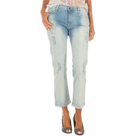 Lange denim broek met rechte zoom gesneden 10DBF0231 vrouw
