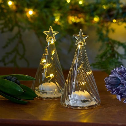 Sirius Home - Wave Tree - led decoratie - set van 2 glazen boompjes - H 9 cm