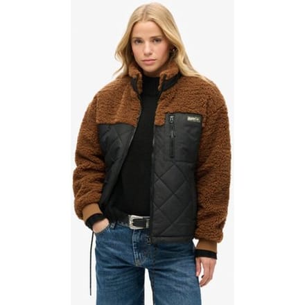 Superdry Workwear Sherpa Fleece Hybride Jas Bruin Grootte: 36