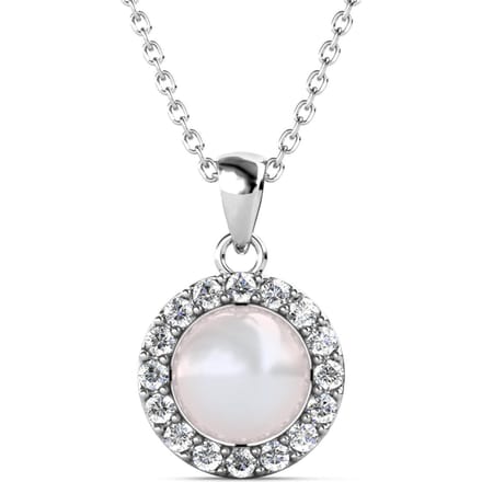 Cirkelvormige parelhangers - zilver en kristal