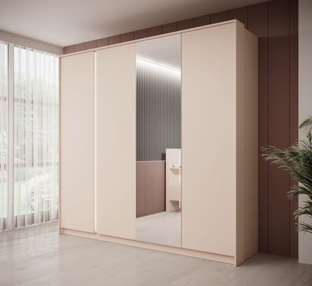 Meubella - Kledingkast Desert - Beige - 220 cm - Met spiegel