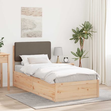 vidaXL - Bedframe - met - Gevoerde - Hoofdbord - Taupe - 90 - x - 190 - cm