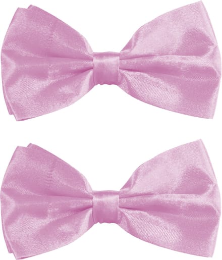 Partychimp Carnaval verkleed vlinderstrikje zijdeglans - 2x - lichtroze - polyester - heren/dames