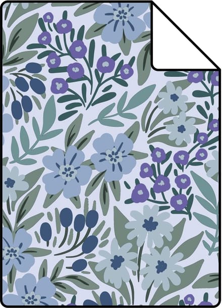 Proefstaal ESTAhome behang bloemen blauw - 26.5 x 21 cm - 131447-S
